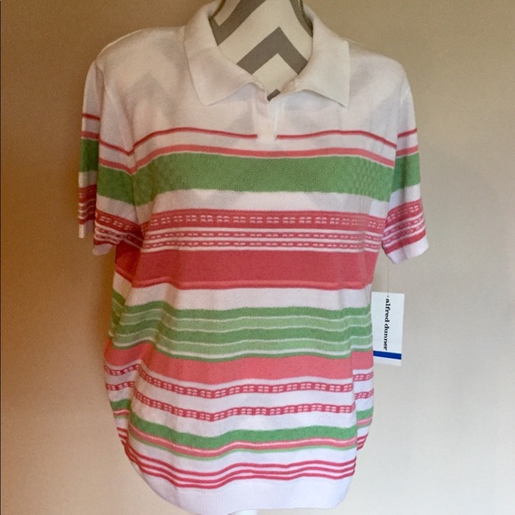 LADIES ALFRED DUNNER KNIT STRIPE TOP-BRAND NEW -XL - Picture 2 of 8